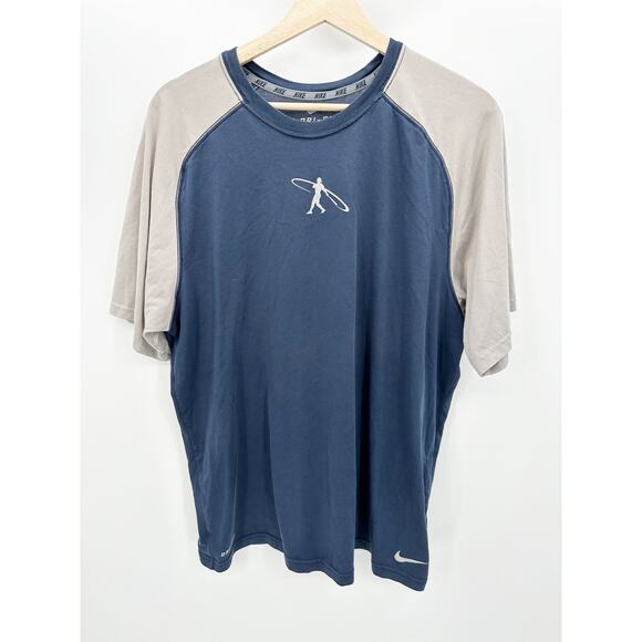 Nike Dri-Fit Blue Grey Short Sleeve Activewear T-Shirt Men's Size Large L - Picture 1 of 8